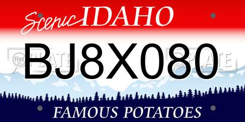 BJ8X080 Idaho License Plate