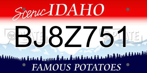 BJ8Z751 Idaho License Plate