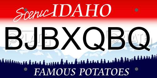 BJBXQBQ Idaho License Plate