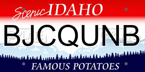 BJCQUNB Idaho License Plate