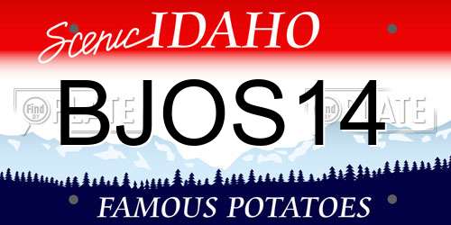 BJOS14 Idaho License Plate