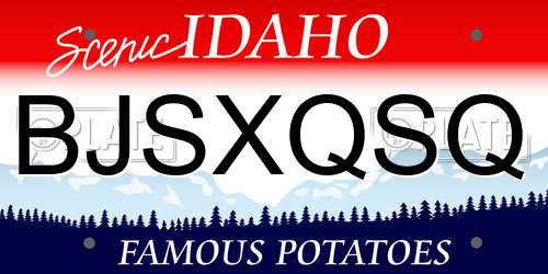 BJSXQSQ Idaho License Plate