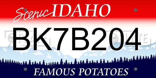BK7B204 Idaho License Plate
