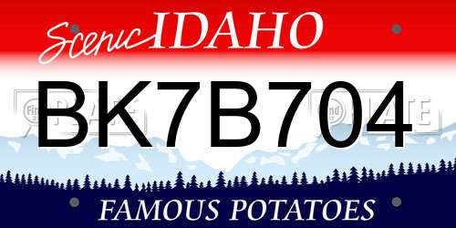 BK7B704 Idaho License Plate