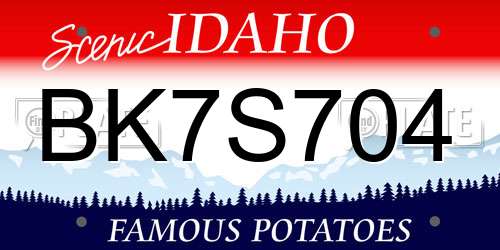 BK7S704 Idaho License Plate