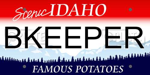 BKEEPER Idaho License Plate