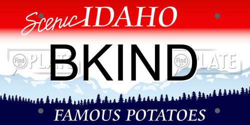 BKIND Idaho License Plate