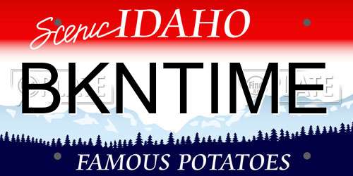 BKNTIME Idaho License Plate
