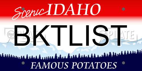 BKTLIST Idaho License Plate