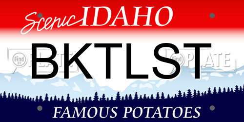 BKTLST Idaho License Plate