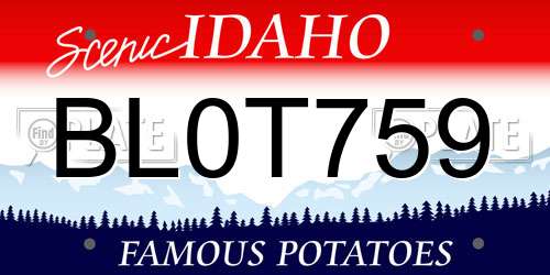 BL0T759 Idaho License Plate