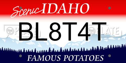 BL8T4T Idaho License Plate