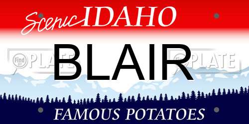 BLAIR Idaho License Plate