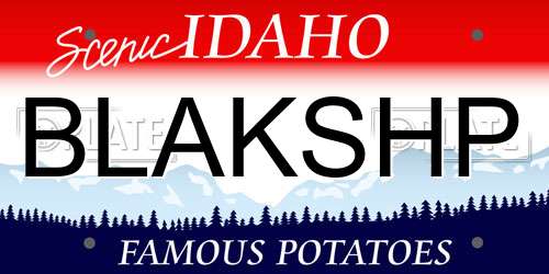 BLAKSHP Idaho License Plate