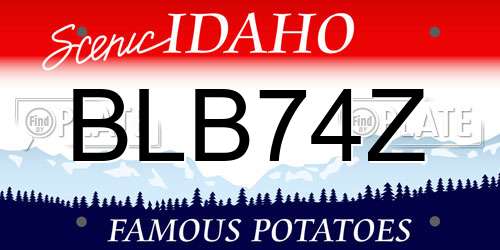 BLB74Z Idaho License Plate