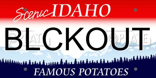 BLCKOUT Idaho License Plate