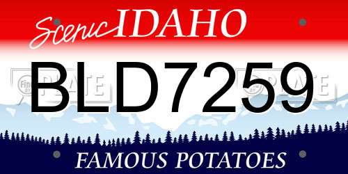 BLD7259 Idaho License Plate