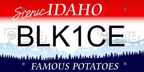 BLK1CE Idaho License Plate