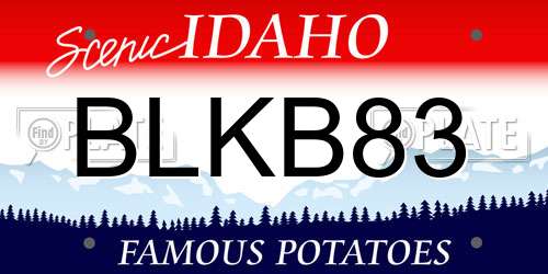 BLKB83 Idaho License Plate
