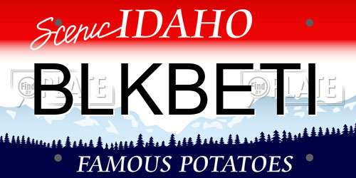 BLKBETI Idaho License Plate