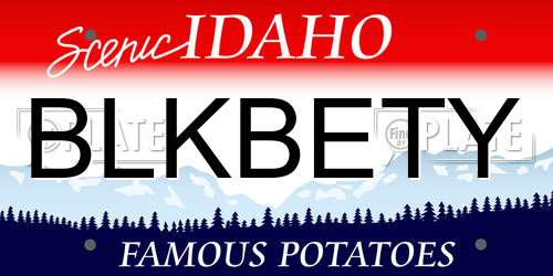 BLKBETY Idaho License Plate