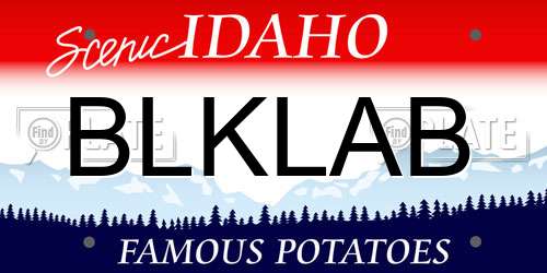 BLKLAB Idaho License Plate