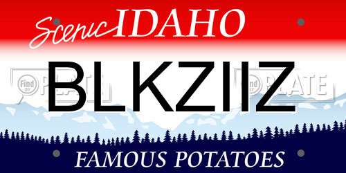 BLKZIIZ Idaho License Plate