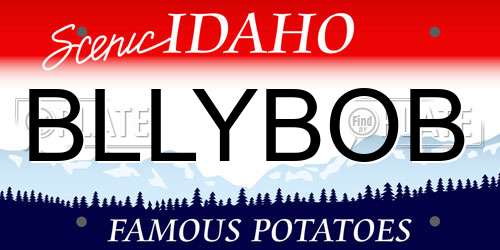 BLLYBOB Idaho License Plate