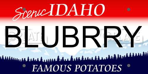 BLUBRRY Idaho License Plate
