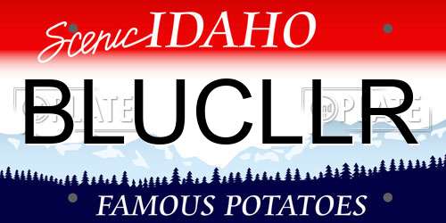BLUCLLR Idaho License Plate