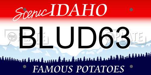 BLUD63 Idaho License Plate