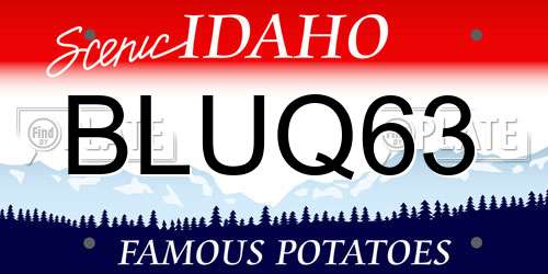 BLUQ63 Idaho License Plate