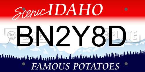 BN2Y8D Idaho License Plate
