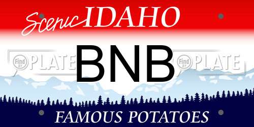 BNB Idaho License Plate