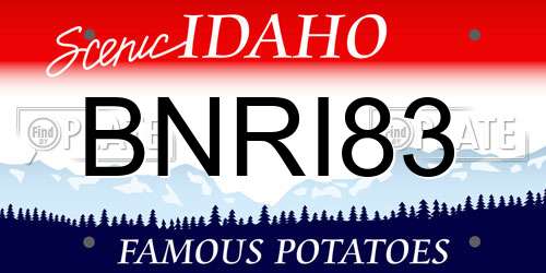 BNRI83 Idaho License Plate