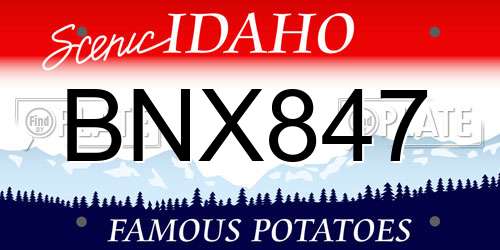 BNX847 Idaho License Plate