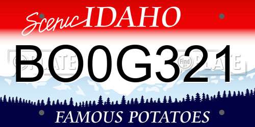 BO0G321 Idaho License Plate