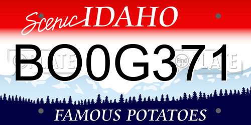 BO0G371 Idaho License Plate