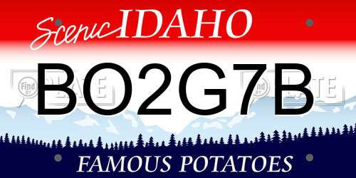 BO2G7B Idaho License Plate