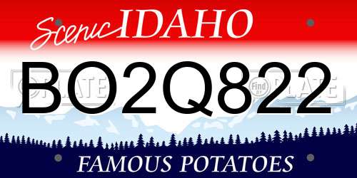 BO2Q822 Idaho License Plate