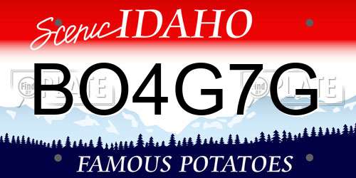 BO4G7G Idaho License Plate