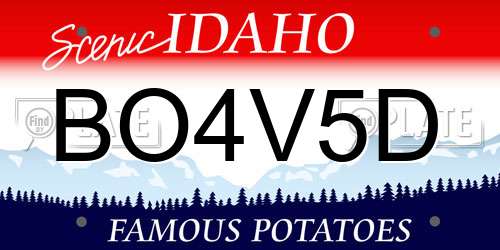 BO4V5D Idaho License Plate