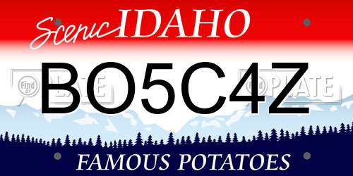 BO5C4Z Idaho License Plate
