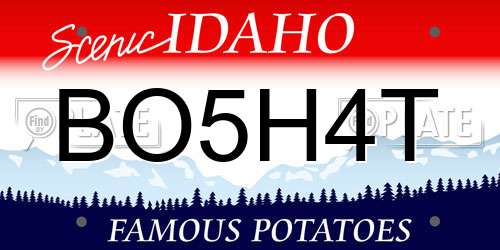 BO5H4T Idaho License Plate