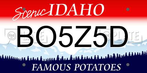 BO5Z5D Idaho License Plate