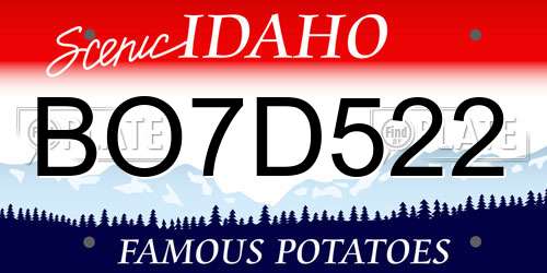 BO7D522 Idaho License Plate
