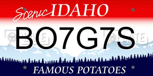BO7G7S Idaho License Plate