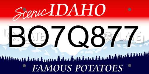 BO7Q877 Idaho License Plate