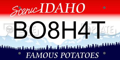 BO8H4T Idaho License Plate