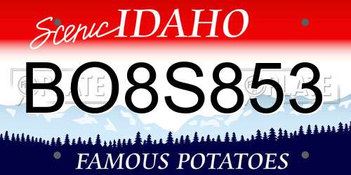 BO8S853 Idaho License Plate